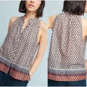 Anthropologie Women's Blouse Top Shirt Maeve Prema Flora Small Button High Neck